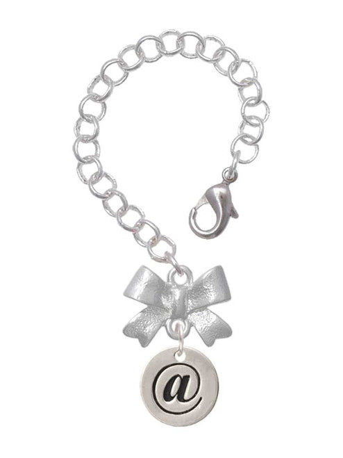 Silver Plated Disc - Symbol - At Sign - @ - Bow Charm Accessory for Tumblers and Thermal Cups