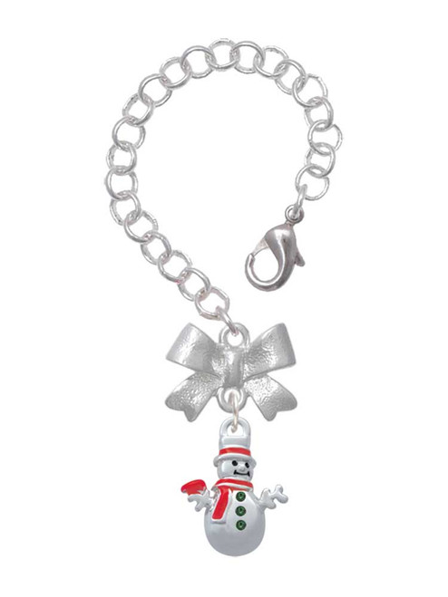 Silver Plated Snowman with Red Scarf - Bow Charm Accessory for Tumblers and Thermal Cups