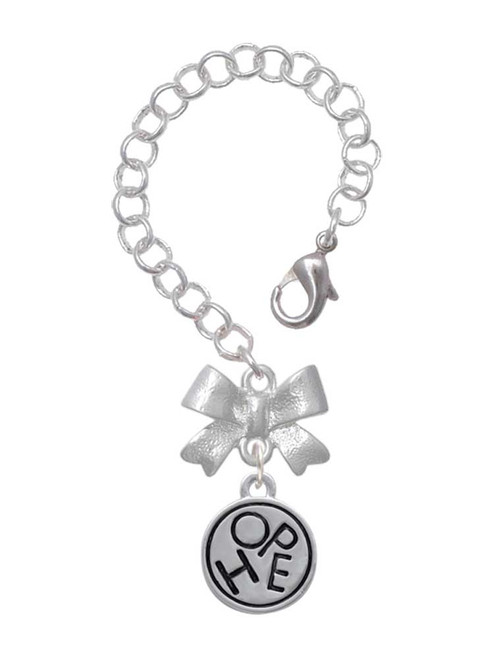 Silver Plated Hope in Circle - Bow Charm Accessory for Tumblers and Thermal Cups