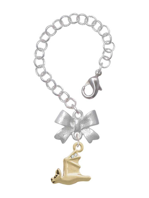 Gold-tone 3-D Flying Bat with Crystals - Bow Charm Accessory for Tumblers and Thermal Cups