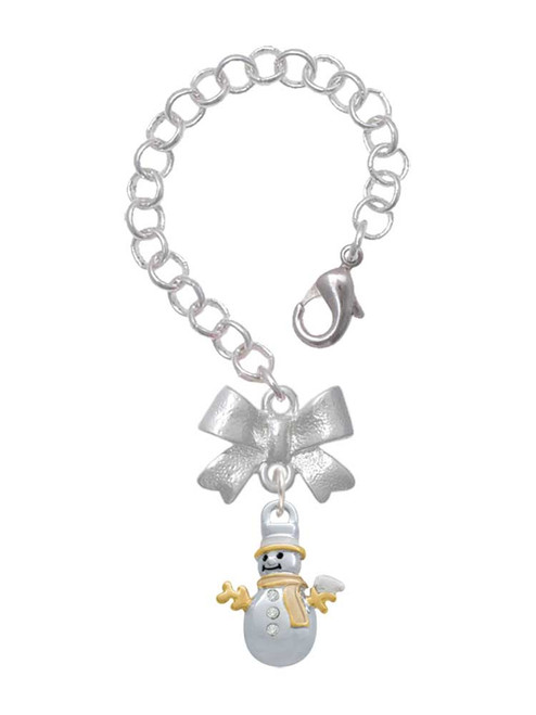 Two-tone Snowman with Crystal Buttons - Bow Charm Accessory for Tumblers and Thermal Cups