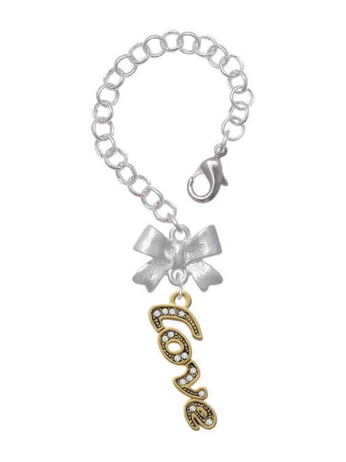 Gold-tone Crystal Script ''Love'' - Bow Charm Accessory for Tumblers and Thermal Cups