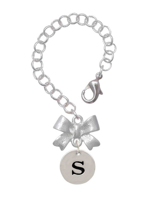 Silver Plated Disc Initial - s - Bow Charm Accessory for Tumblers and Thermal Cups