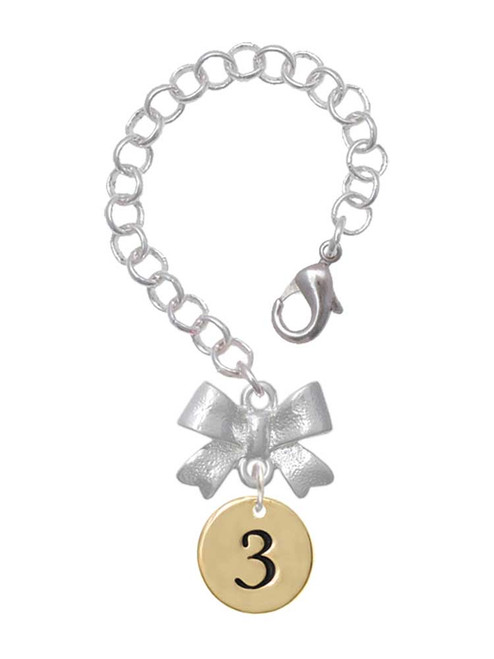 Gold-tone Disc 1/2'' Number - 3 - Bow Charm Accessory for Tumblers and Thermal Cups
