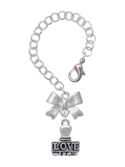 Silver Plated LOVE Stamp - Bow Charm Accessory for Tumblers and Thermal Cups