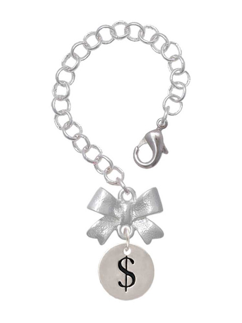 Silver Plated Disc - Symbol - Dollar Sign - $ - Bow Charm Accessory for Tumblers and Thermal Cups