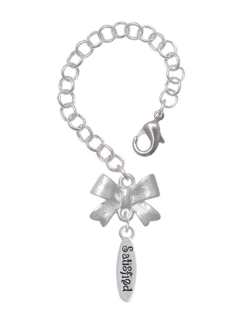 Silver Plated Satisfied Oval - Bow Charm Accessory for Tumblers and Thermal Cups