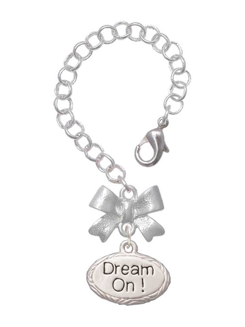 Silver Plated Dream On Oval - Bow Charm Accessory for Tumblers and Thermal Cups