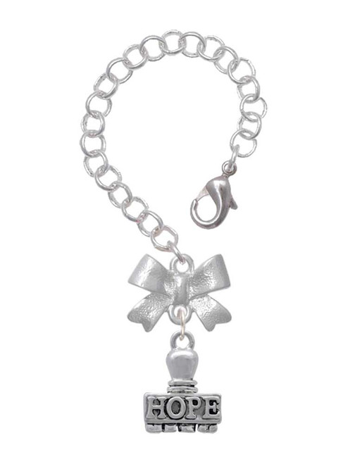 Silver Plated HOPE Stamp - Bow Charm Accessory for Tumblers and Thermal Cups