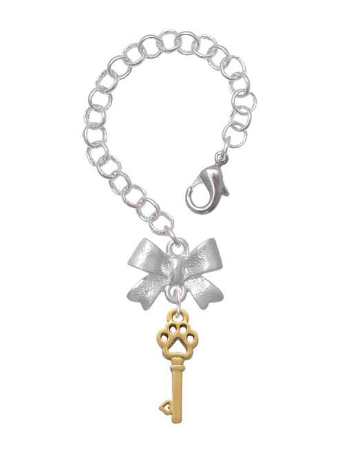 Gold-tone Small Open Paw Key - Bow Charm Accessory for Tumblers and Thermal Cups