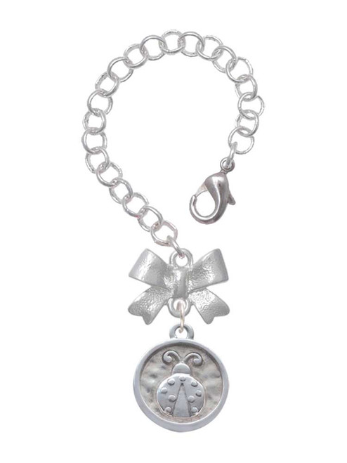 Silver Plated Ladybug - Round Seal - Bow Charm Accessory for Tumblers and Thermal Cups