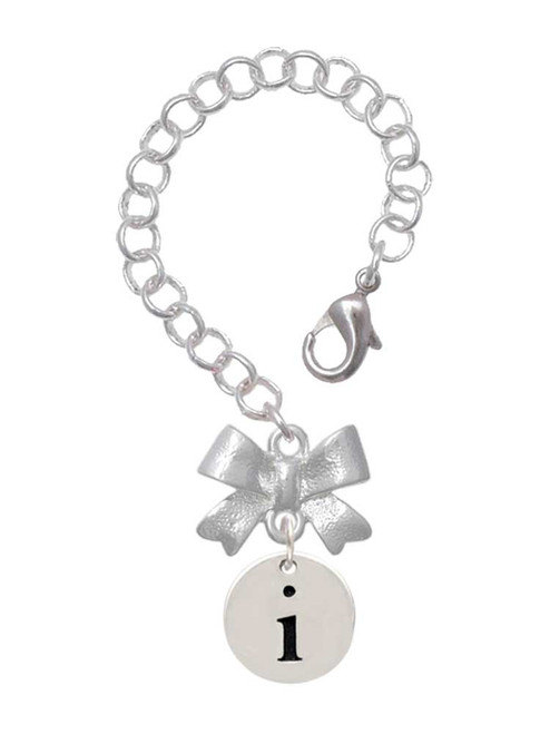 Silver Plated Disc Initial - i - Bow Charm Accessory for Tumblers and Thermal Cups