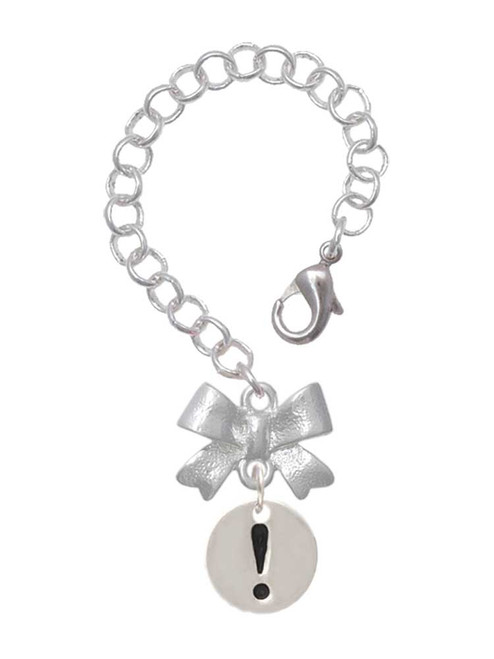 Silver Plated Disc - Symbol - Exclamation Point - ! - Bow Charm Accessory for Tumblers and Thermal Cups