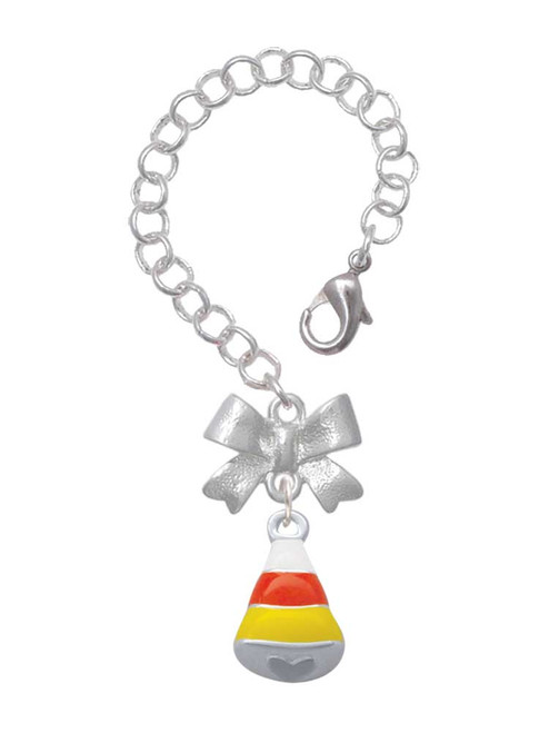 Silver Plated 3-D Enamel Candy Corn - Bow Charm Accessory for Tumblers and Thermal Cups