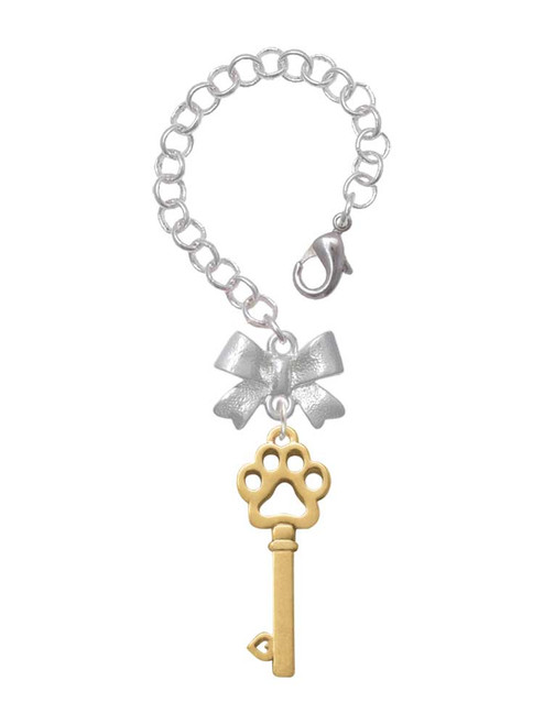 Gold-tone Open Paw Key - Bow Charm Accessory for Tumblers and Thermal Cups