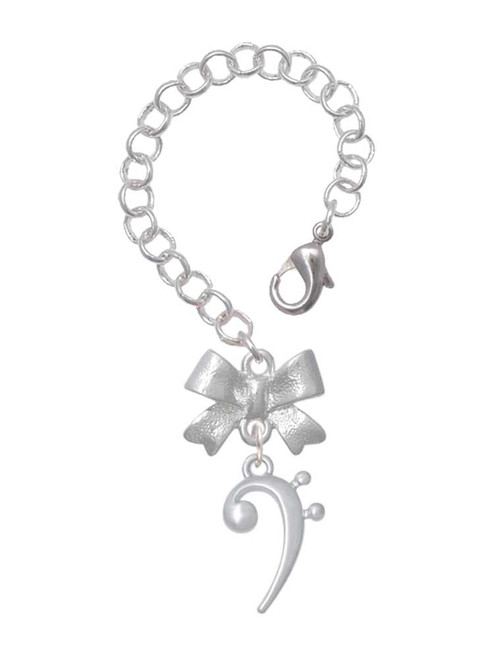 Silver Plated Bass Clef - Bow Charm Accessory for Tumblers and Thermal Cups