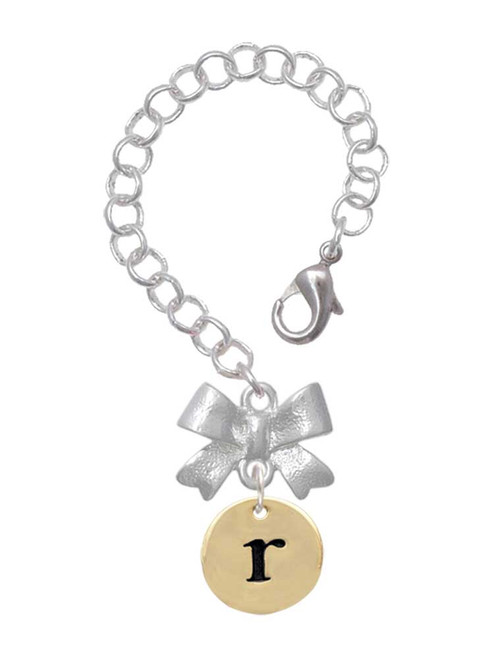 Gold-tone Disc 1/2'' Initial - r - Bow Charm Accessory for Tumblers and Thermal Cups