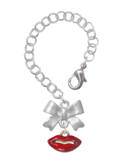Gold-tone Small Translucent Red Lips - Bow Charm Accessory for Tumblers and Thermal Cups