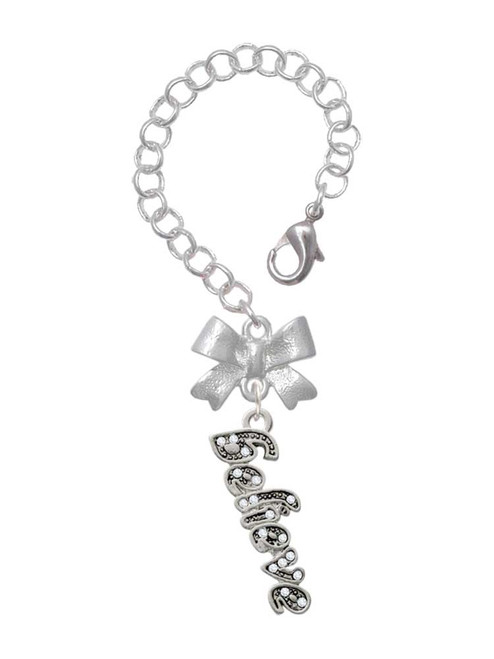 Silver Plated Crystal Script ''Believe'' - Bow Charm Accessory for Tumblers and Thermal Cups