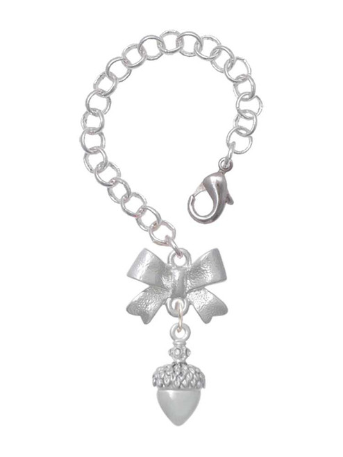 Silver Plated Small Acorn with Crystals - Bow Charm Accessory for Tumblers and Thermal Cups