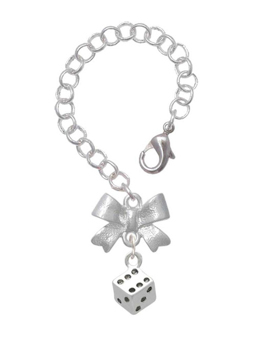 Silver Plated Dice - Bow Charm Accessory for Tumblers and Thermal Cups