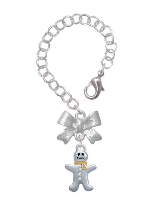 Two-tone Gingerbread Man with Crystal Buttons - Bow Charm Accessory for Tumblers and Thermal Cups