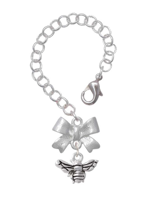Silver Plated Small 3-D Bee - Bow Charm Accessory for Tumblers and Thermal Cups