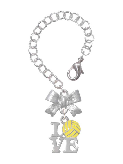 Silver Plated Love with Water Polo Ball - Bow Charm Accessory for Tumblers and Thermal Cups