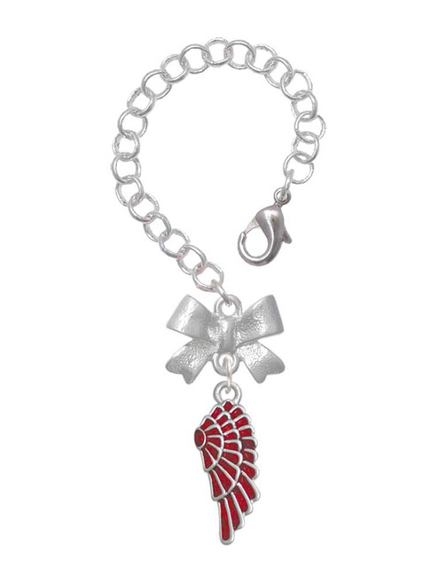 Silver Plated Medium Translucent Red Angel Wing - Bow Charm Accessory for Tumblers and Thermal Cups