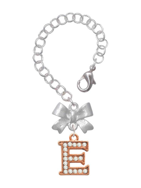 Rose Gold-tone Crystal Initial - E - Bow Charm Accessory for Tumblers and Thermal Cups