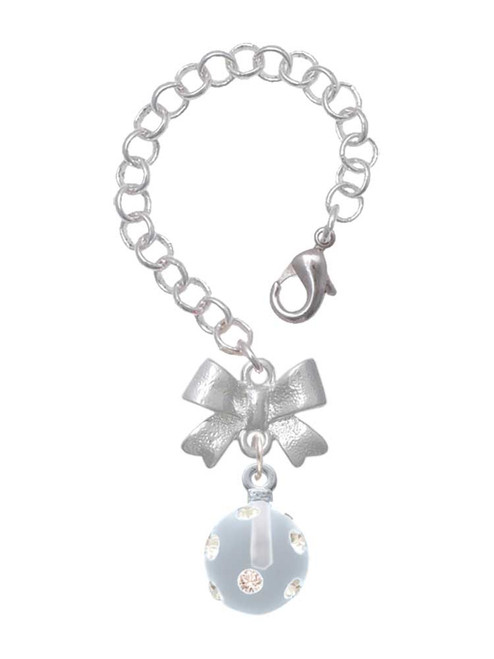 Silver Plated 3-D Frosted Clear Resin Ornament with Crystals - Bow Charm Accessory for Tumblers and Thermal Cups