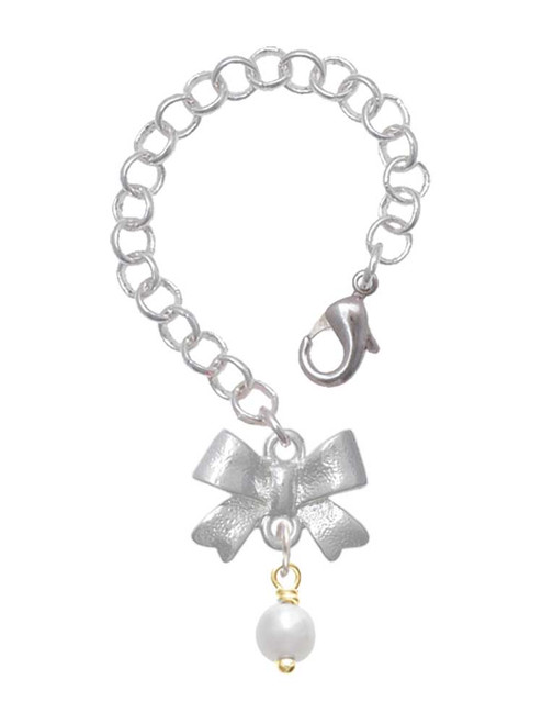 Gold-tone 6mm Glass Imitation Pearl Bead Drop - Bow Charm Accessory for Tumblers and Thermal Cups