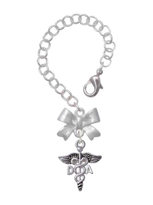 Silver Plated Caduceus - DA - Bow Charm Accessory for Tumblers and Thermal Cups