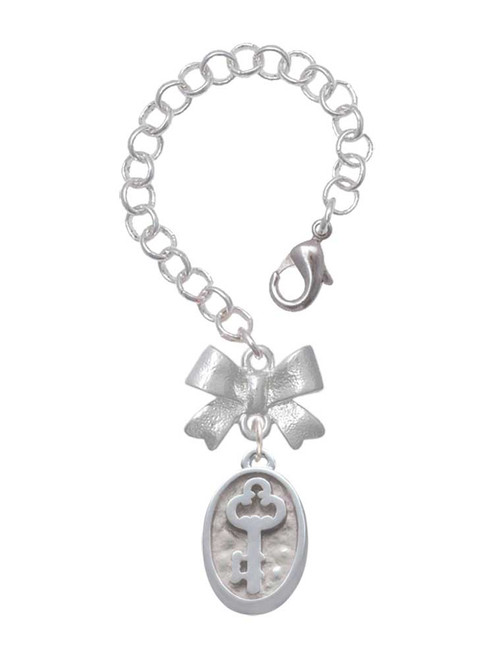 Silver Plated Key - Oval Seal - Bow Charm Accessory for Tumblers and Thermal Cups