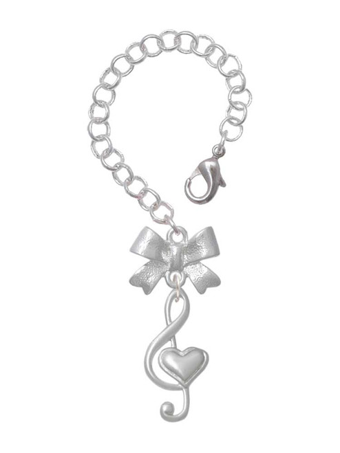 Silver Plated Large Clef with Heart - Bow Charm Accessory for Tumblers and Thermal Cups