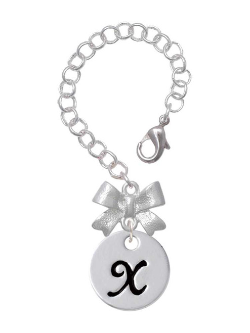 Silver Plated Large Script Letter Disc - X - Bow Charm Accessory for Tumblers and Thermal Cups