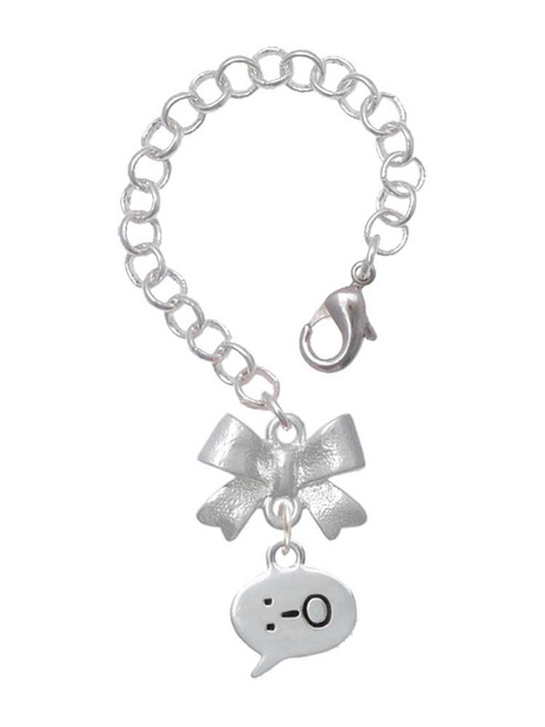 Silver Plated Emoticon :-O - Surprise - Bow Charm Accessory for Tumblers and Thermal Cups