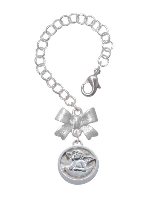 Silver Plated Raphael Angel - Round Seal - Bow Charm Accessory for Tumblers and Thermal Cups