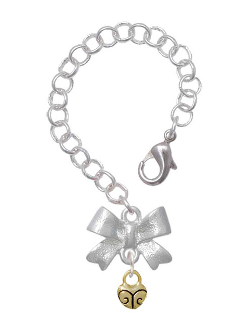 Gold-tone Mini Scroll Heart - Bow Charm Accessory for Tumblers and Thermal Cups