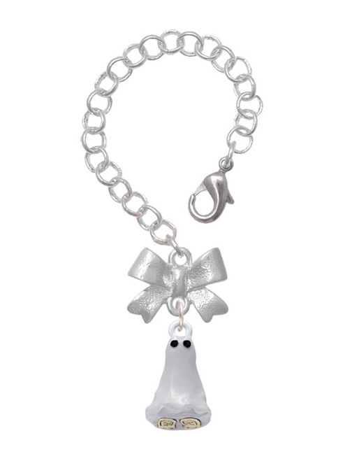 Two-tone 3-D Ghost with Black Crystals - Bow Charm Accessory for Tumblers and Thermal Cups