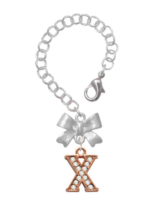 Rose Gold-tone Crystal Initial - X - Bow Charm Accessory for Tumblers and Thermal Cups