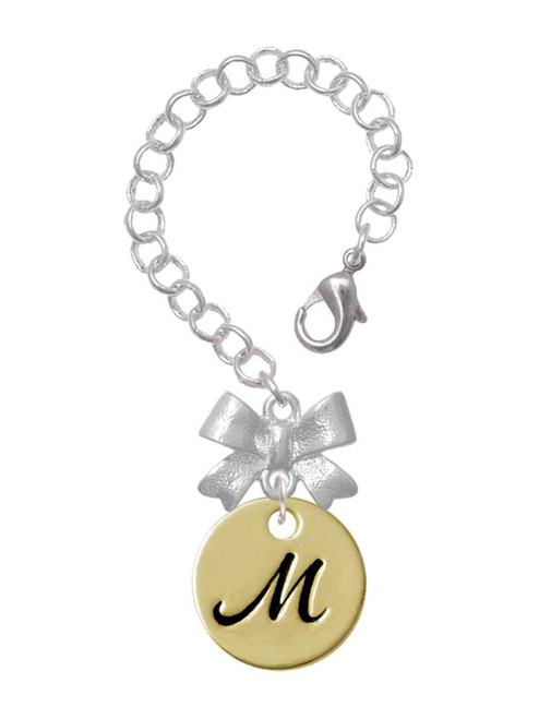 Gold-tone Large Disc Letter - M - Bow Charm Accessory for Tumblers and Thermal Cups