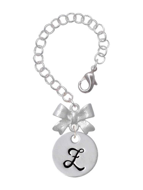Silver Plated Large Script Letter Disc - Z - Bow Charm Accessory for Tumblers and Thermal Cups