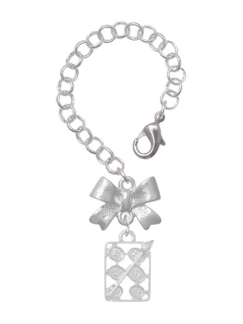 Silver Plated 3-D Eye shadow Makeup Palette - Bow Charm Accessory for Tumblers and Thermal Cups