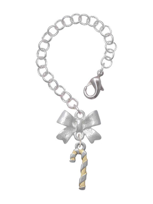 Two-tone 3-D Candy Cane - Bow Charm Accessory for Tumblers and Thermal Cups