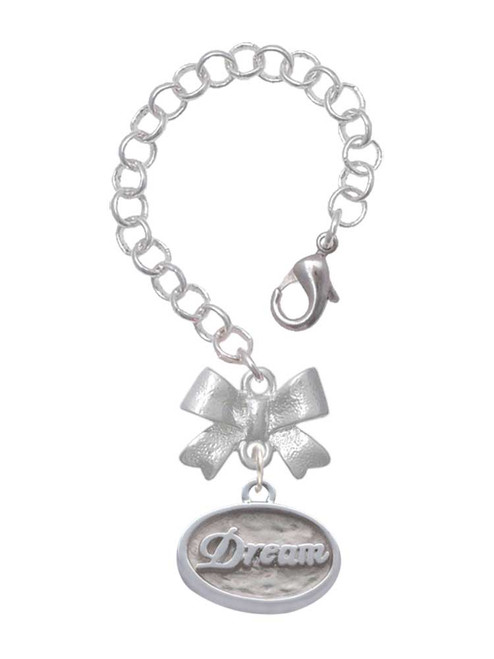 Silver Plated Dream - Oval Seal - Bow Charm Accessory for Tumblers and Thermal Cups