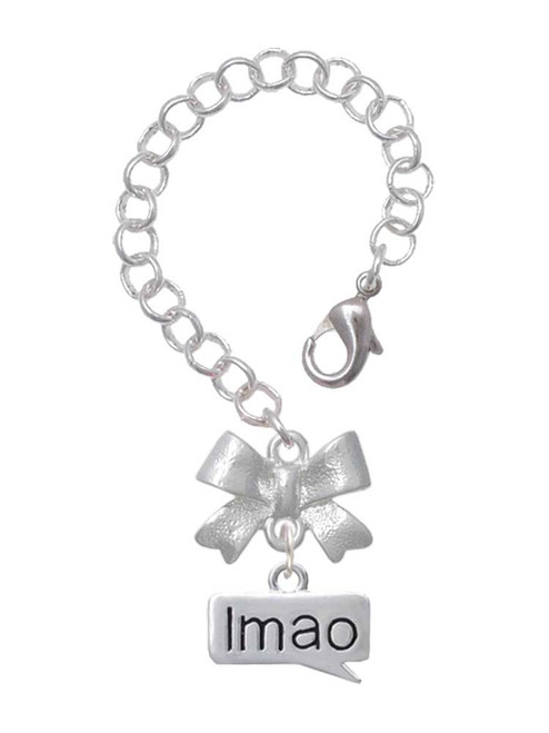 Silver Plated Text Chat - lmao - Laughing My A** Off - Bow Charm Accessory for Tumblers and Thermal Cups