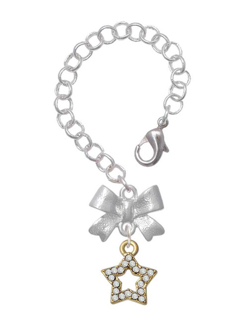 Gold-tone Clear Crystal Lucky Star - Bow Charm Accessory for Tumblers and Thermal Cups