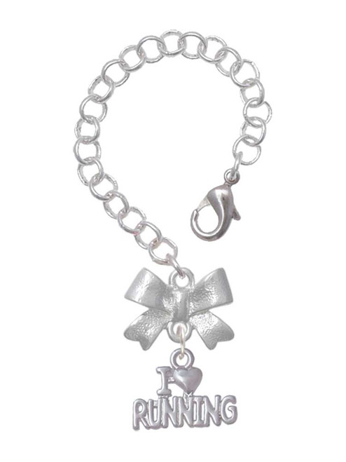 Silver Plated I 'Heart' Running - Bow Charm Accessory for Tumblers and Thermal Cups