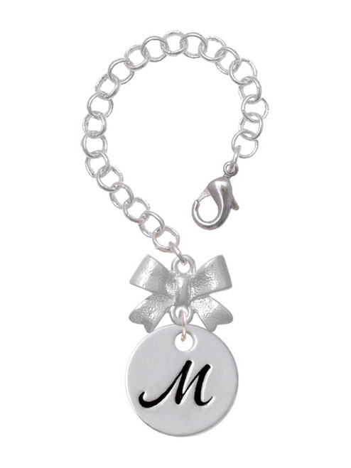 Silver Plated Large Script Letter Disc - M - Bow Charm Accessory for Tumblers and Thermal Cups
